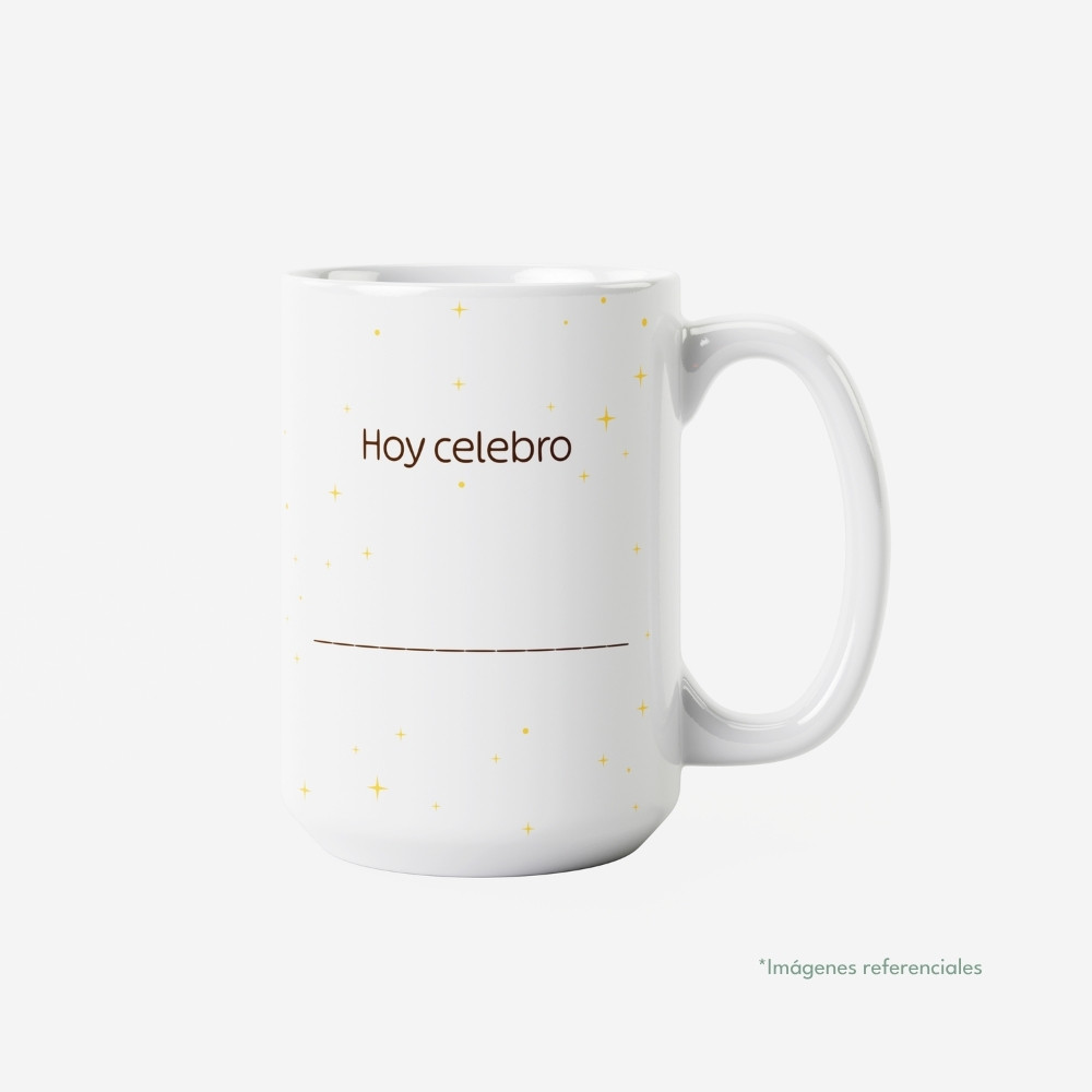 Taza con intención 15 oz AGRADEZCO con frase para completar Hoy celebro...