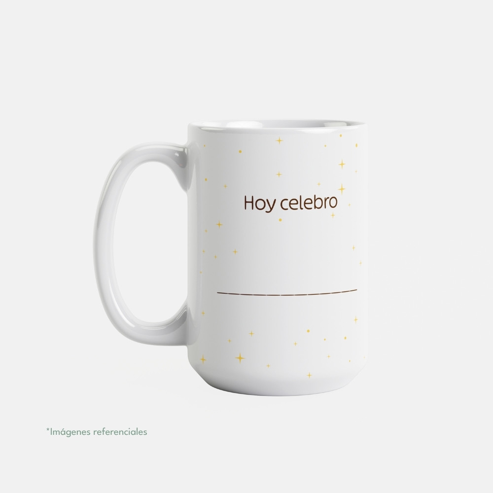 Taza con intención 15 oz AGRADEZCO con frase para completar Hoy celebro...