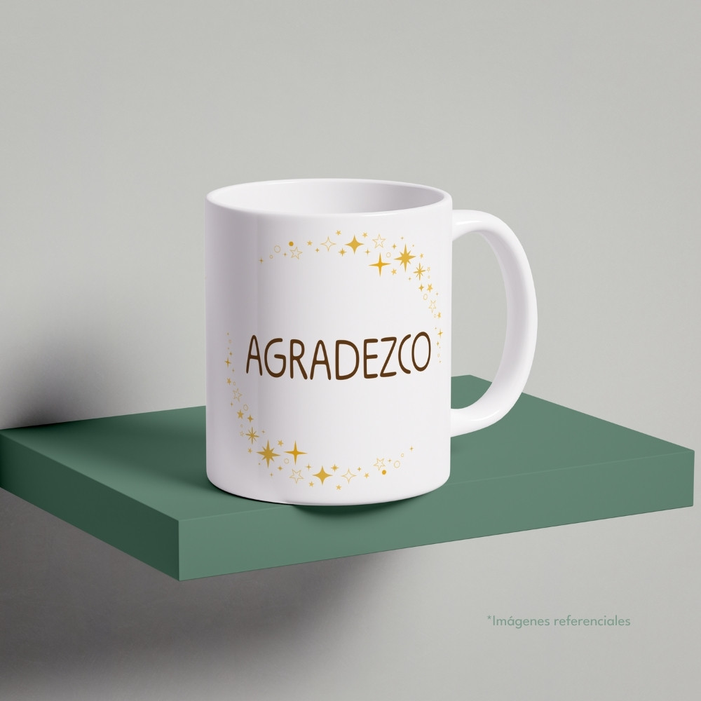 Taza con intención 11 oz AGRADEZCO con frase para completar Hoy celebro...