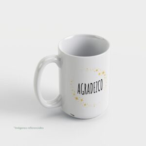 Taza con intención 15oz AGRADEZCO con frase para completar Hoy celebro...