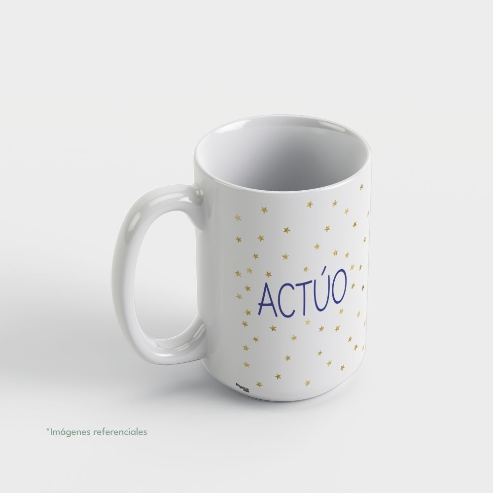 Taza con intención 15 oz ACTÚO con frase para completar Hoy decido...