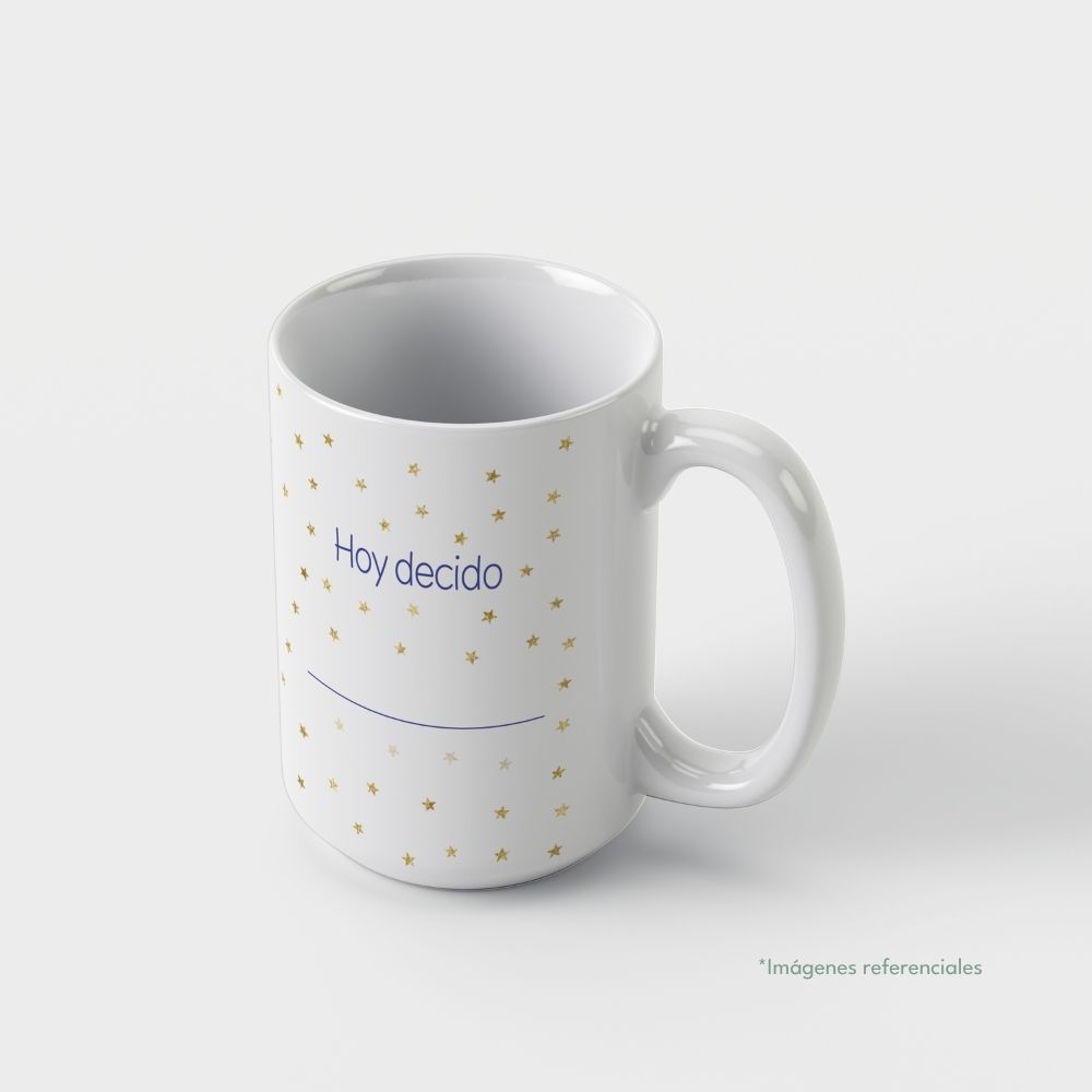Taza con intención 15 oz ACTÚO con frase para completar Hoy decido...