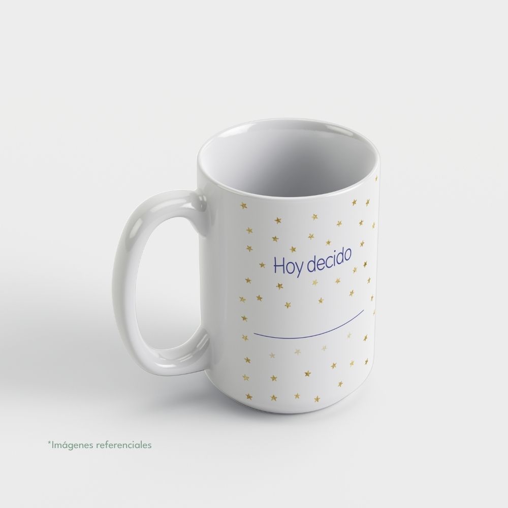Taza con intención 15 oz ACTÚO con frase para completar Hoy decido...