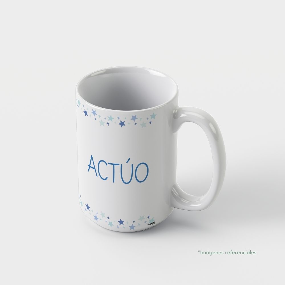 Taza con intención 15 oz ACTÚO con frase para completar Hoy voy a...
